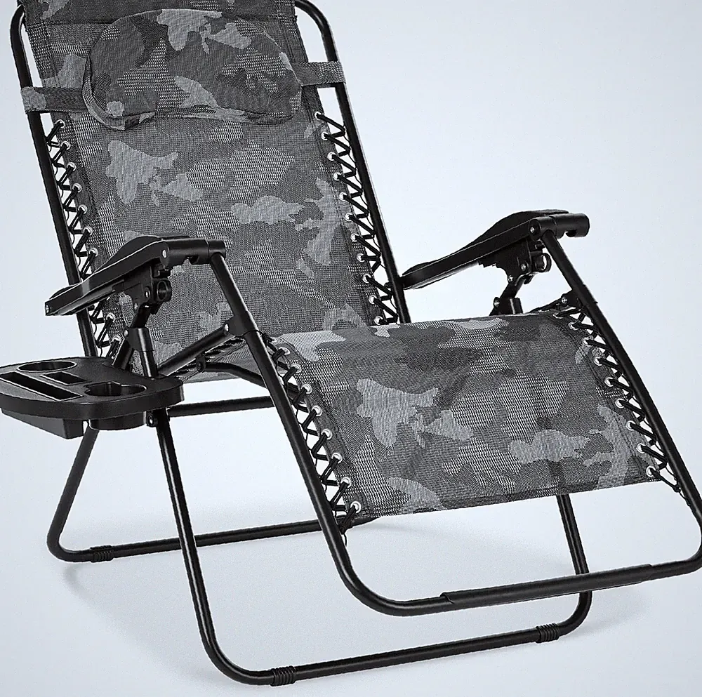 Camouflage Oversized Zero Gravity Chair with Cup Holder & Pillow - Foldable Rela