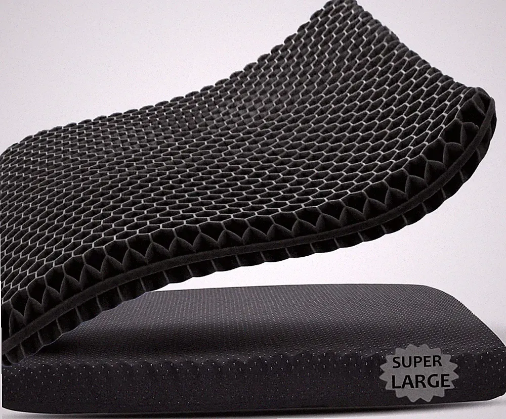 Large Gel Seat Cushion 19x19 Inch Pressure Relief Honeycomb Chair Pad Black