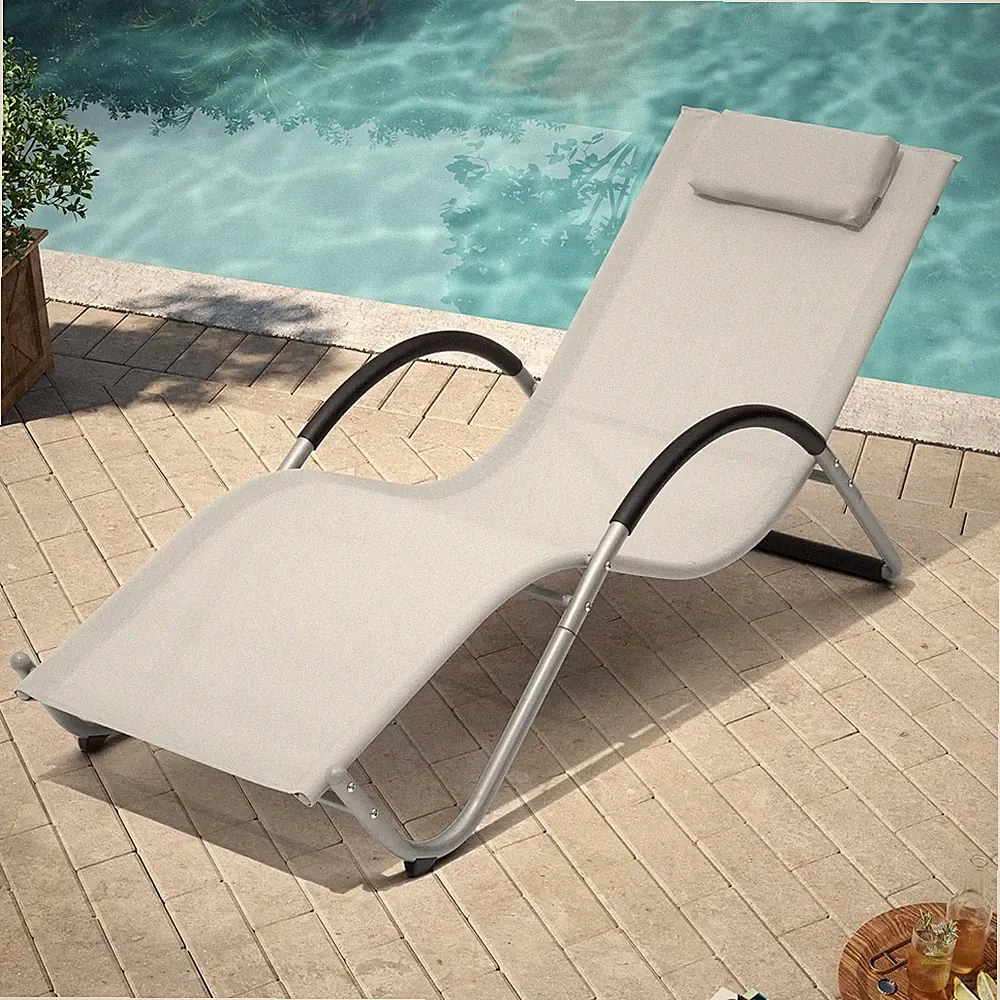 Pellebant Outdoor Lounge Chairs, Patio Chaise Lounges Sunbathing Lawn Lounger..