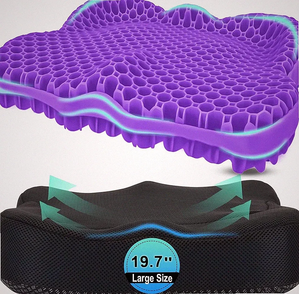 Thicken 19.7In Seat Cushion, Gel Seat Cushion for Long Sitting–Office Chair, Whe